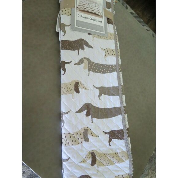 Sleeping Partners New York Dachshund Wiener Dog TWIN 2Pc Quilt Sham Set $120 NEW - Picture 6 of 6